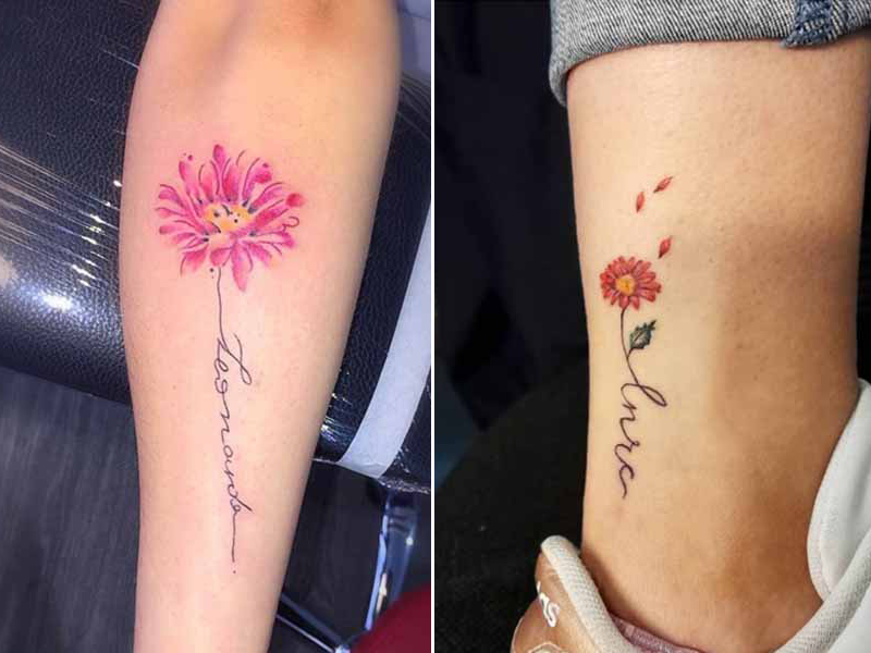 Colored Flower Tattoo Designs