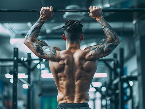 Strong Man Performing Pullups In A Gym Showcasing Impressive Back