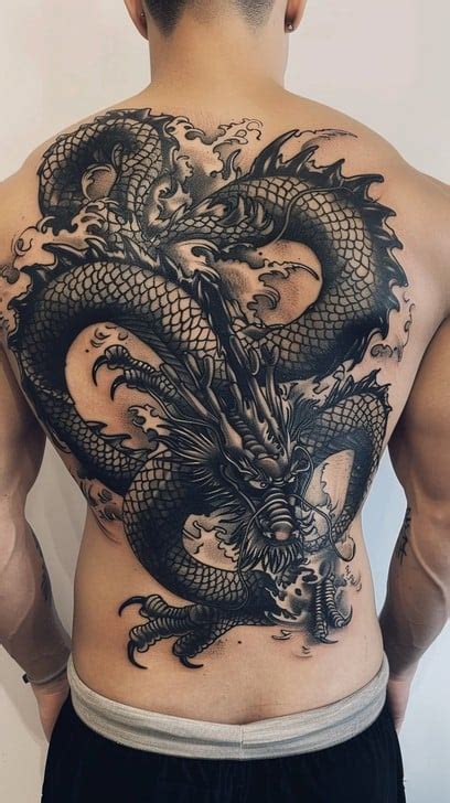 Tribal Dragon Back Tattoos For Men
